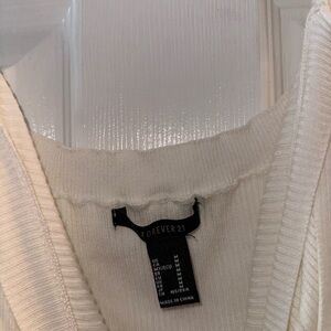 Forever 21 Off-White Ribbed Knit Top